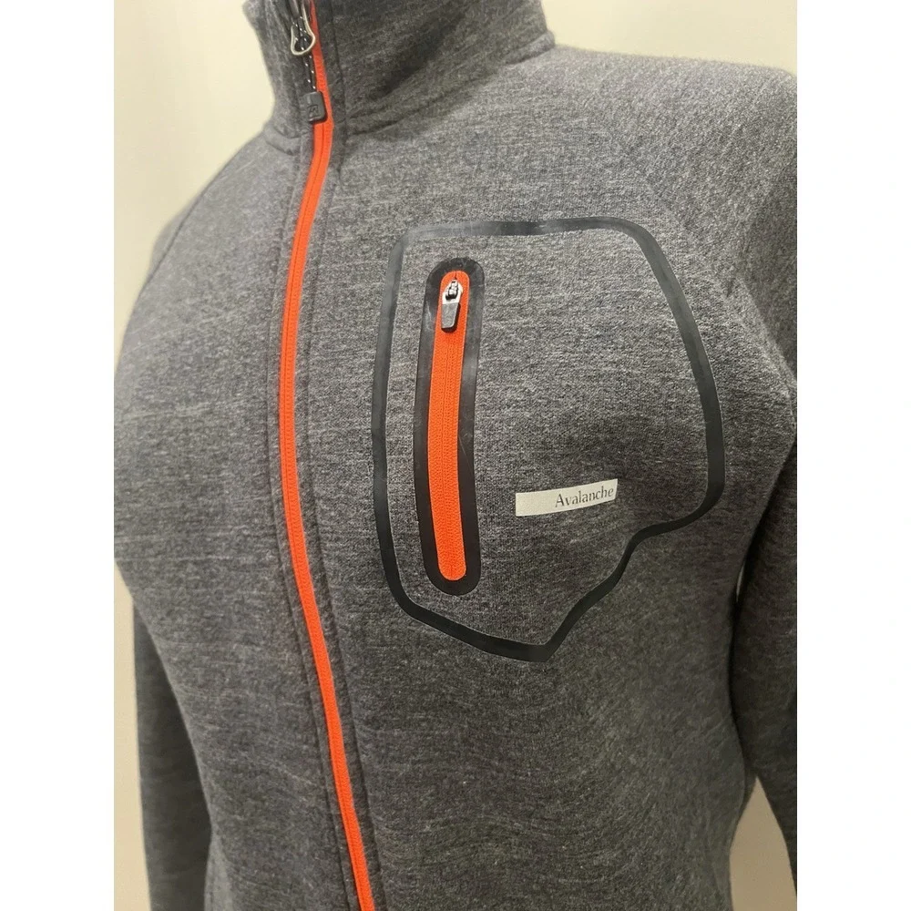 Avalanche Full Zip‎ Cotton Jacket Sweater Mens Size Small Gray Red Zip Pockets